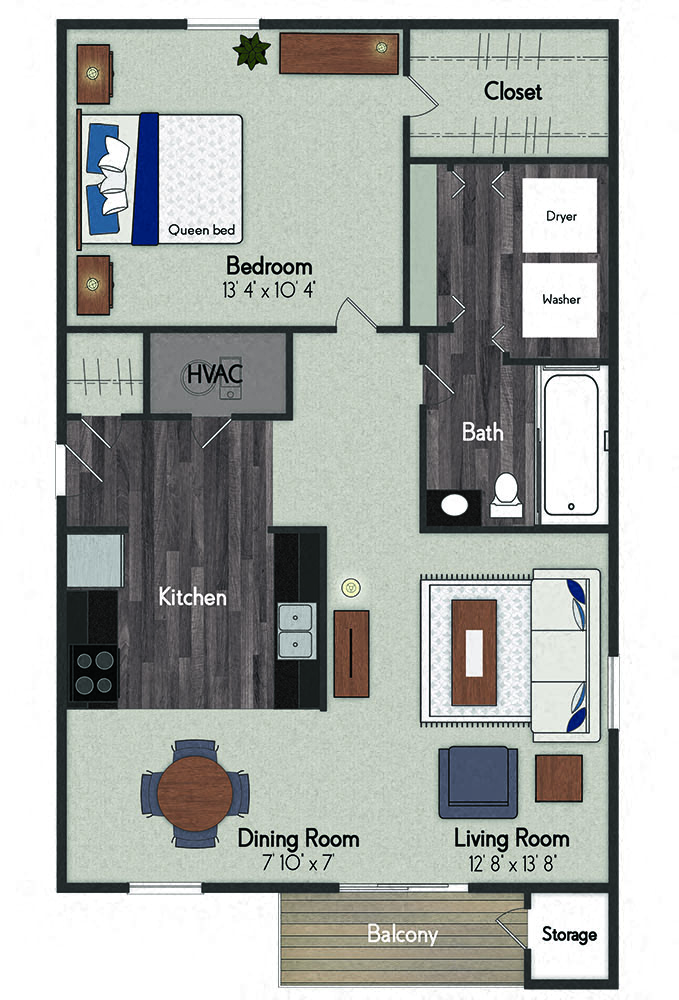 Floor plan for studio, 794 sqft